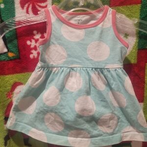 Carter's Blue and White Polka Dot Dress with Pink Trim